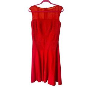Tadashi Shoji Red Sleeveless‎ Geometric Dress